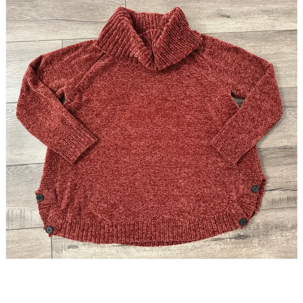 Soft Surroundings Cowl Neck Knit‎ Sweater Button Accents Size Medium